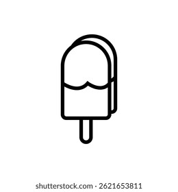 Ice cream outline. Popsicle ice cream with a stick art icon and symbol in art line drawing summer collection in white background