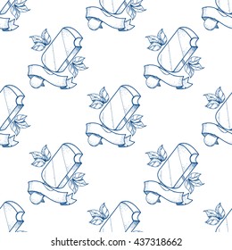 Ice cream outline seamless pattern for design surface. Desserts and sweets theme.