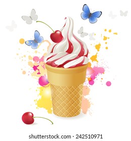 Ice cream over bright background