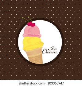 ice cream over brown background. vector illustration