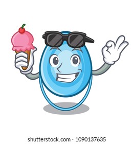 With ice cream oxygen mask character cartoon