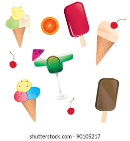 Ice cream pack. Collection. Set of vector illustrations