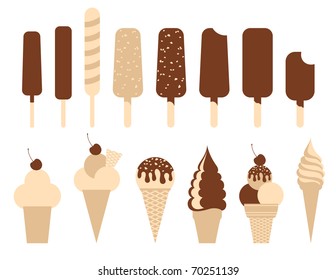 Ice cream pack. Set of 14 vector illustrations.