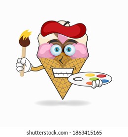 The Ice Cream painter mascot character. vector illustration