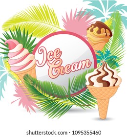 Ice cream and palm leaf set