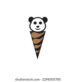 ice cream panda logo illustration design vector