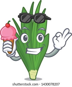 With ice cream panden leaves in the mascot fridge