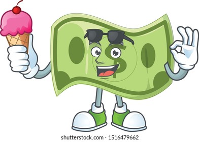 With ice cream paper money character on white background