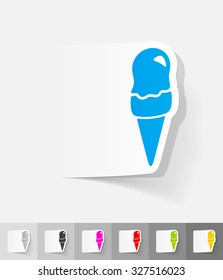 ice cream paper sticker with shadow. Vector illustration