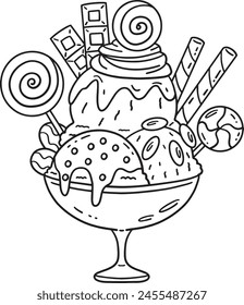 Ice Cream Parfait Isolated Coloring Pages for Kids