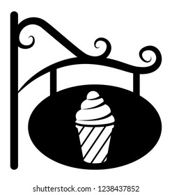 An Ice Cream Parlor Sign Solid Icon Design