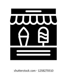 Ice cream parlor vector, grocery store related solid design icon
