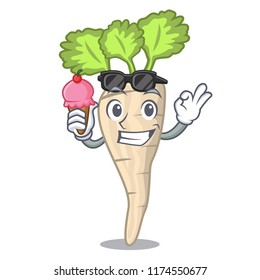 With ice cream parsnip isolated on the cartoon style