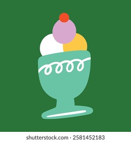 Ice cream party doodle, illustration, simple, minimalist, hand-drawn, playful, clean, cute, aesthetic and friendly