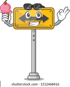 With ice cream pass on either side shaped character