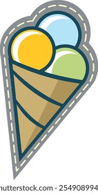 Ice cream patch. Summer hippie style label
