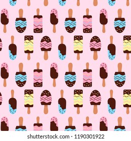 Ice cream pattern. Background. Vector.