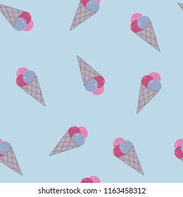 Ice cream pattern in blue colors.