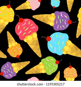 Ice cream pattern. Can be used for textile, website background, book cover, packaging.