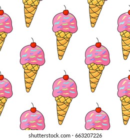 Ice cream pattern. Can be used for textile, website background, book cover, packaging.