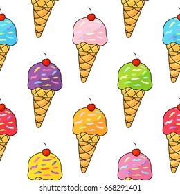 Ice cream pattern. Can be used for textile, website background, book cover, packaging.