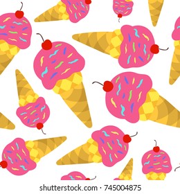 Ice cream pattern. Can be used for textile, website background, book cover, packaging.