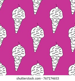 Ice cream pattern. Can be used for textile, website background, book cover, packaging.