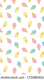 Ice cream Pattern, Colorful ice cream seamless, Ice cream Background, Ice cream Wallpaper Love Cards Vector Stock Vector Illustration.