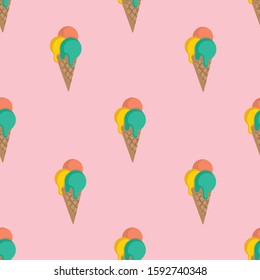 Ice cream pattern, colorful summer background. Elegant and luxury style vector illustration