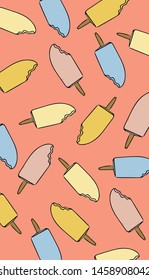 Ice cream pattern. Delicious sweet ice lolly wallpaper. Colorful summer background for phone cases, clothes, t-shirt design. Vector illustration. 