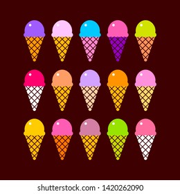 Ice Cream pattern. Design for restaurant, bar, cafe, menu, ice cream or sweet shop. Template for labels, logos, badges, stickers or icons. 