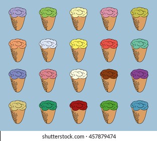 Ice cream pattern. different tastes. summer print. blue background
