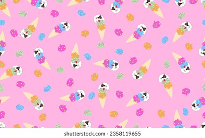  ice cream pattern, dog, animals, sweets, ice cream, rose. sstkBackgrounds