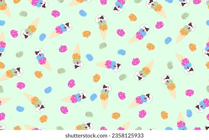  ice cream pattern, dog, animals, sweets, ice cream, green. sstkBackgrounds