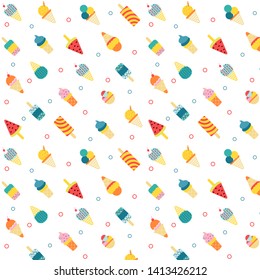 Ice cream pattern flat illustration on white