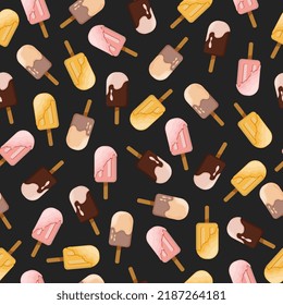 Patrón de helado en fondo negro	