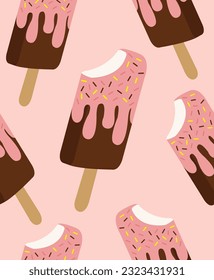 Ice cream pattern on a light pink background.