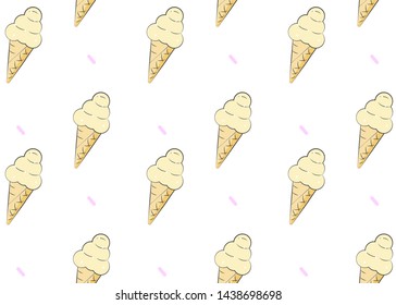 ice cream with pattern on white background. Vector illustration.
