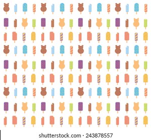 Ice cream pattern on white background - vector illustration.