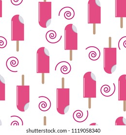 Ice cream pattern with pink color. decorated with isolated on white background. Vector illustration
