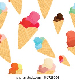 Ice cream pattern. Seamless ice cream pattern.