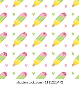 Ice cream pattern. Seamless background. Vector cartoon illustration