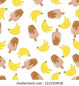 Ice cream pattern. Seamless background. Vector cartoon illustration