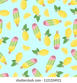 Ice cream pattern. Seamless background. Vector cartoon illustration