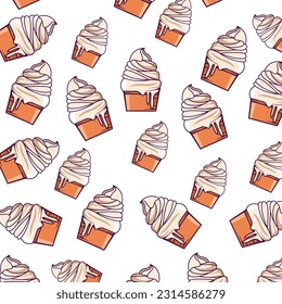 Ice Cream Pattern, Seamless Background, Gift Paper, Ice Cream Illustration, EPS Vector