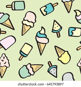 Ice cream pattern , seamless background , Summer Concept , vector.
