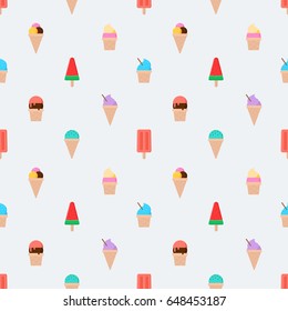 Ice cream pattern, seamless background vector