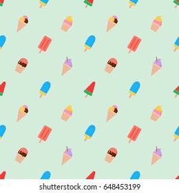 Ice cream pattern, seamless background vector