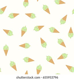 Ice cream pattern. Seamless background.Vector illustration, a flat design./Ice cream seamless pattern. 