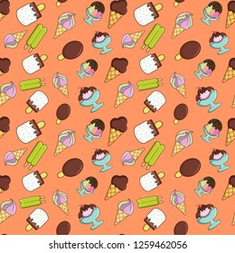 Ice cream pattern seamless. Cartoon of ice cream vector pattern seamless for web, poster and wrapping paper